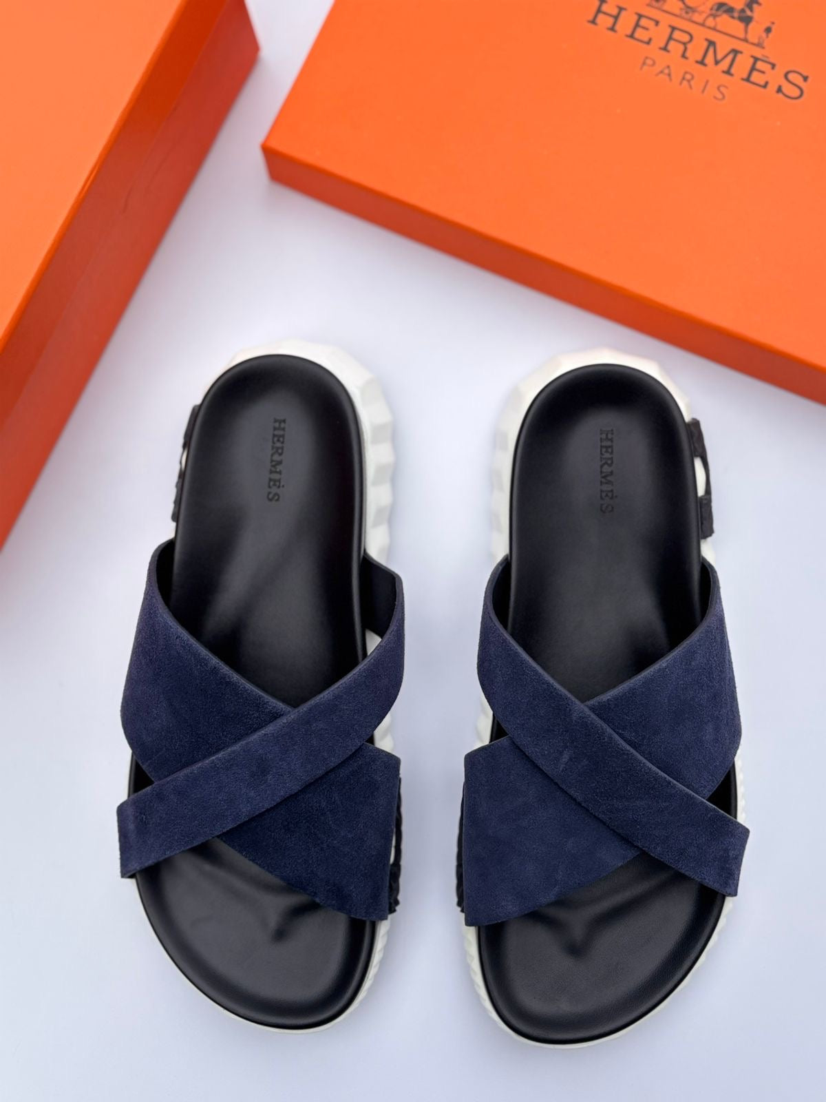 Hermes Slipper Black/Dark Navy