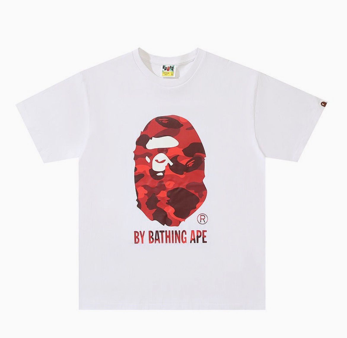Bape Shirt Red Camo Ape Head White Tee