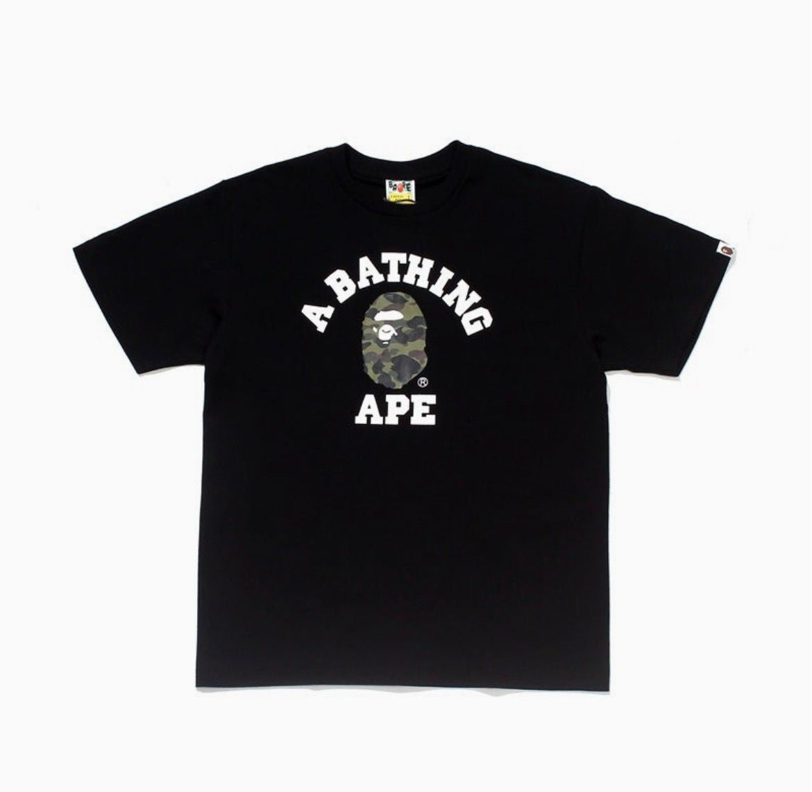Bape Shirt Green Camo Ape Head Black Tee