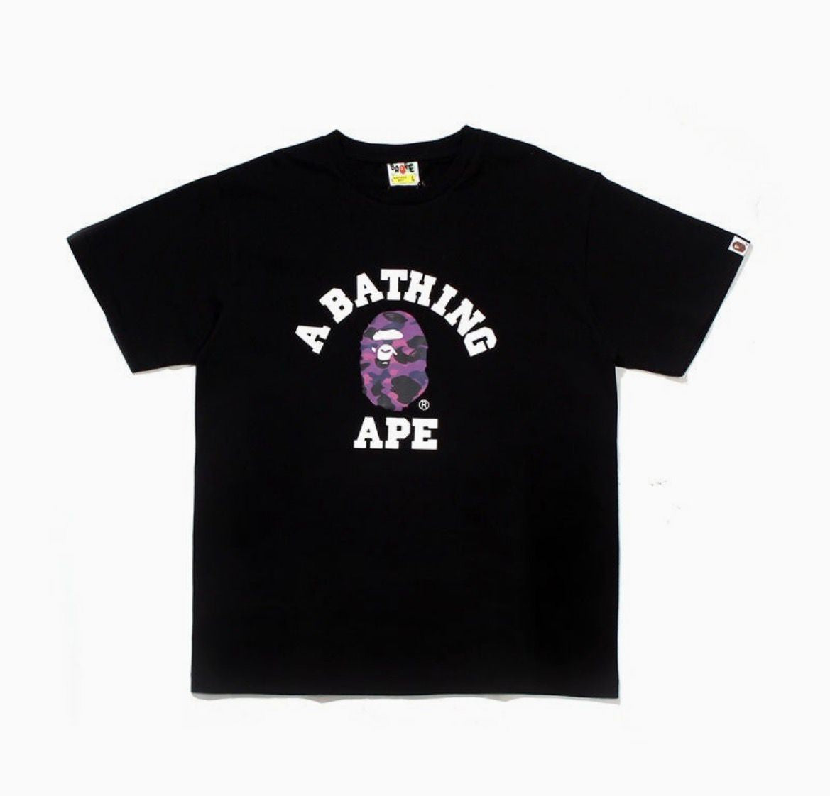 Bape Shirt Purple Camo Ape Head Black Tee