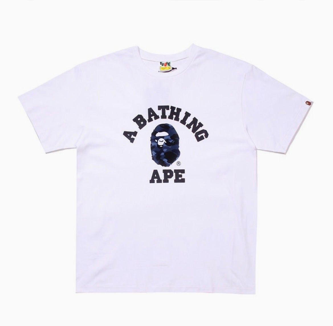 Bape Shirt Blue Camo Ape Head White Tee