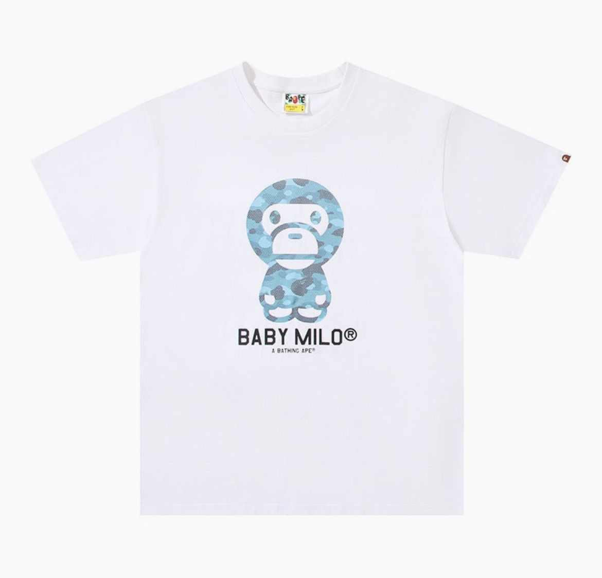 Bape Shirt Blue Baby Milo White Tee