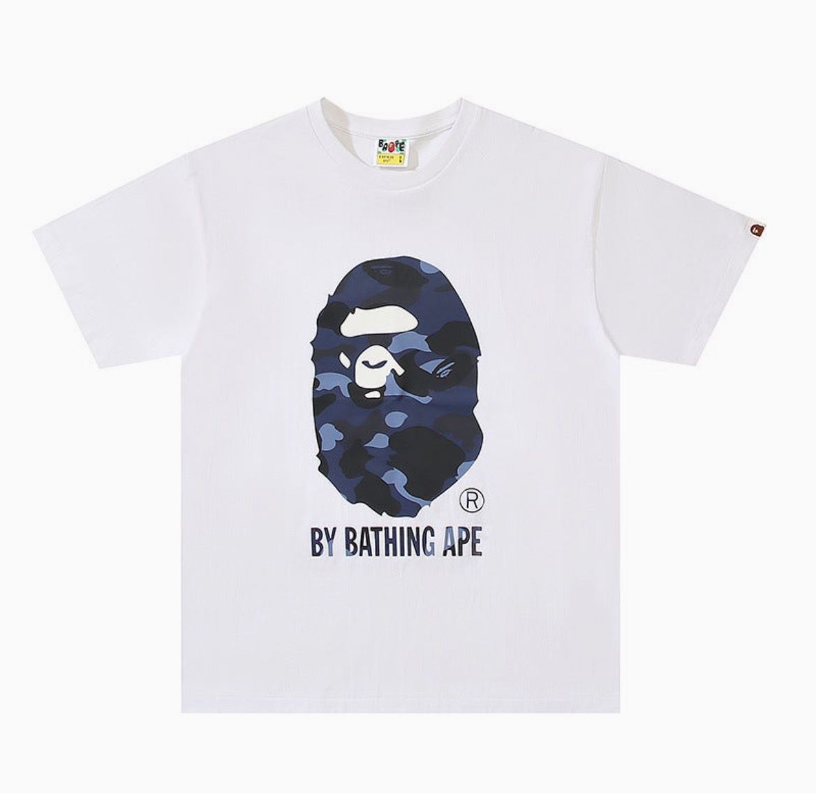 Bape Shirt Blue Camo Ape Head White Tee