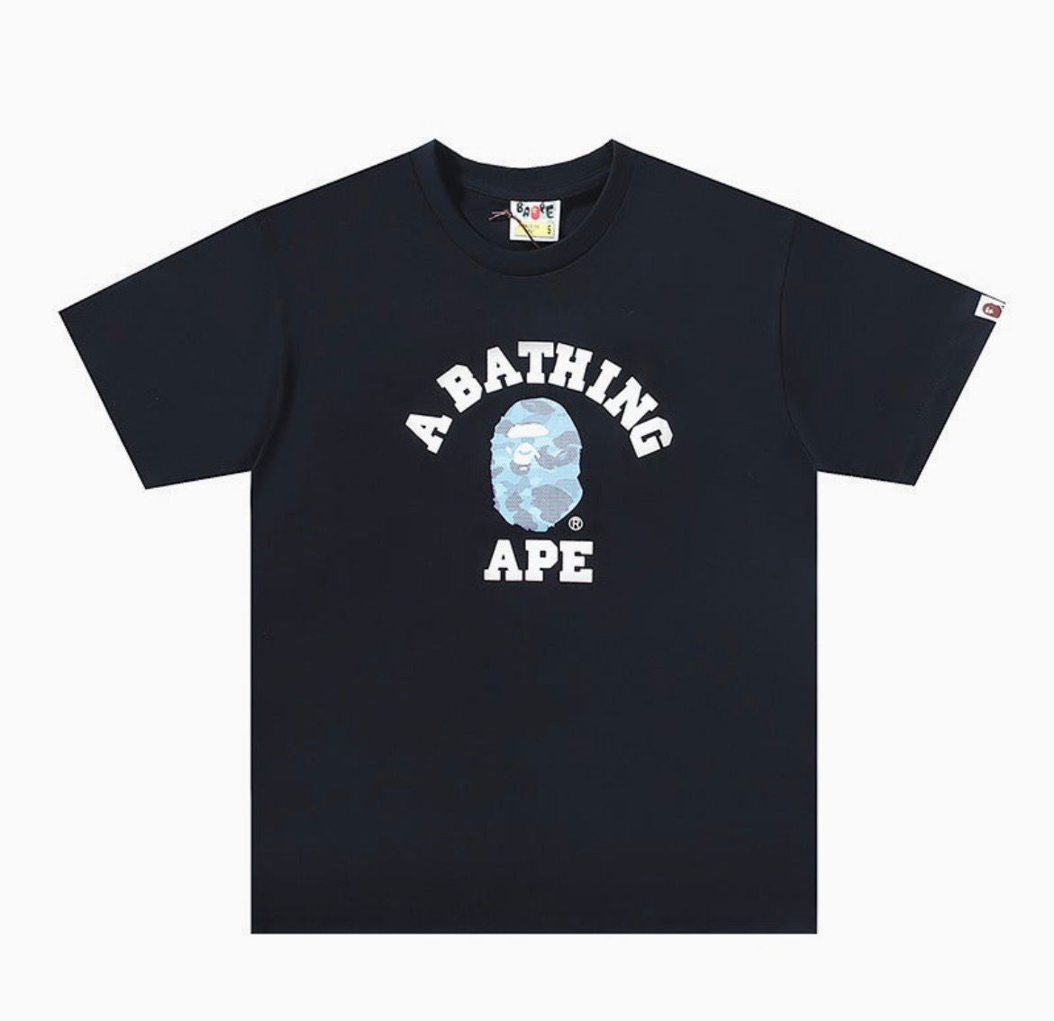 Bape Shirt Blue Camo Ape Head Black Tee
