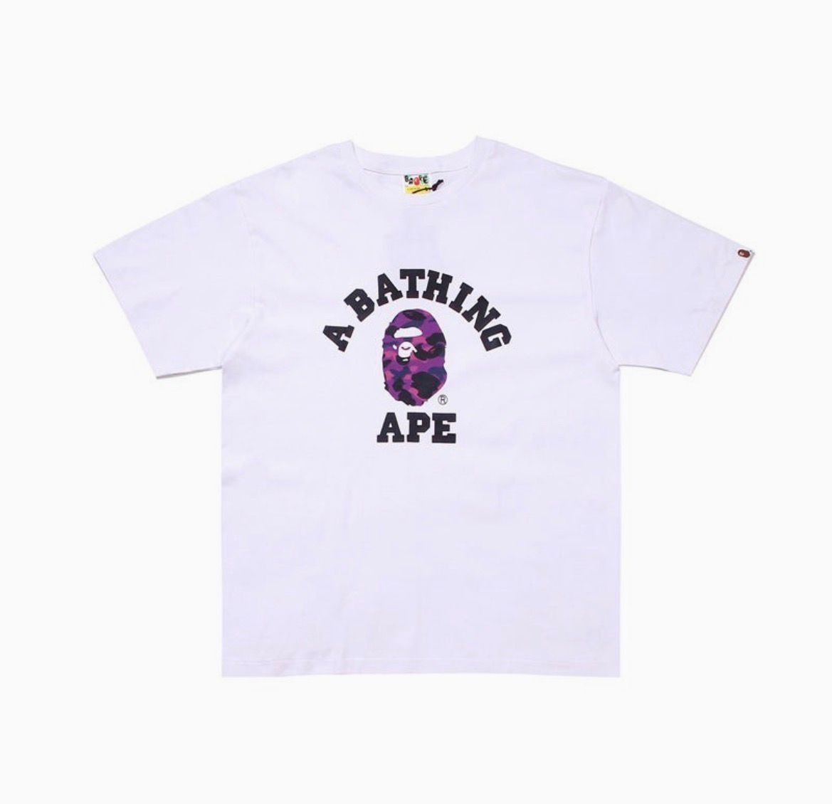 Bape Shirt Purple Camo Ape Head White Tee