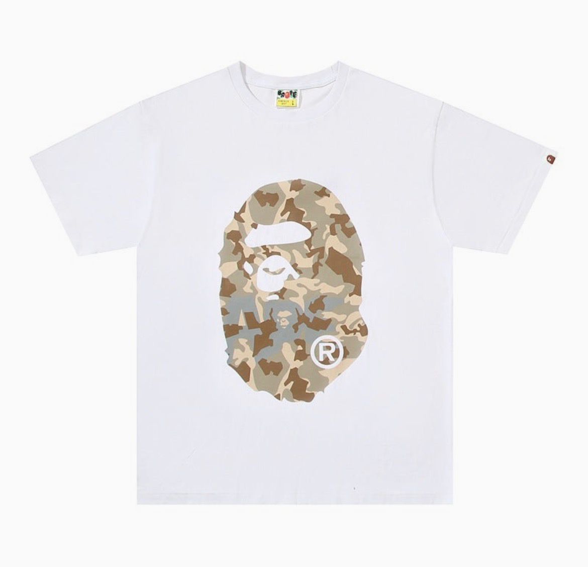 Bape Shirt Desert Camo Ape Head White Tee