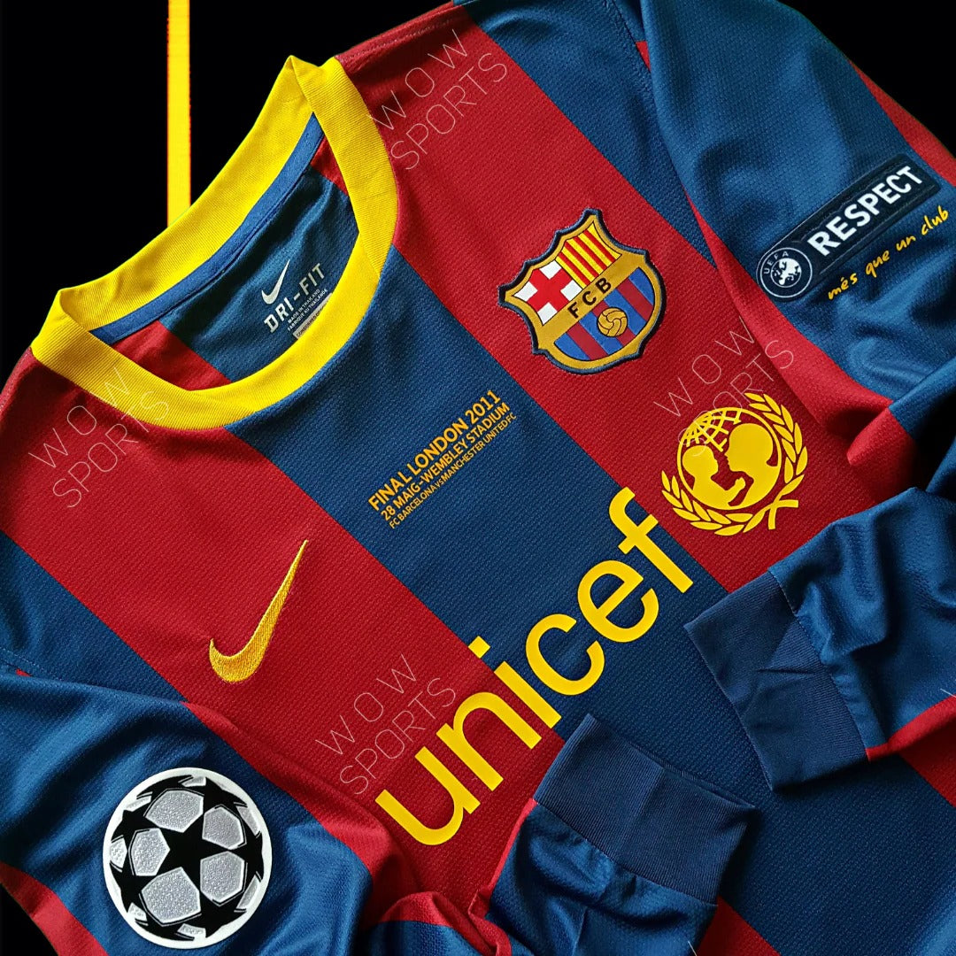 2010/2011 Retro Long Sleeve Barcelona Home Football Shirt 1:1 Thai Quality