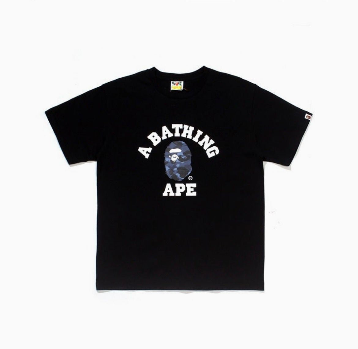 Bape Shirt Blue Camo Ape Head Black Tee