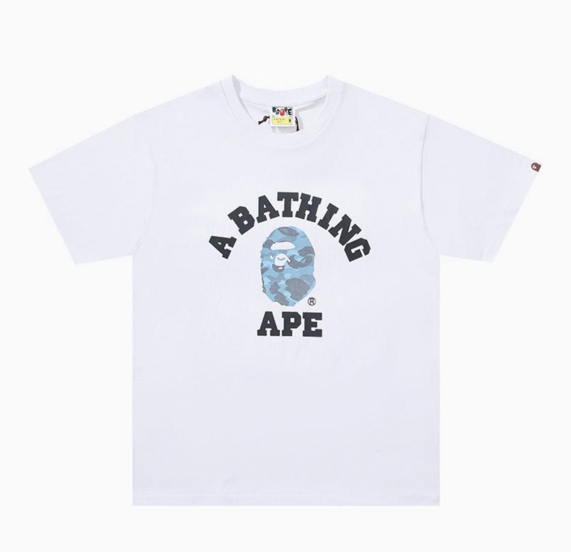 Bape Shirt Blue Camo Ape Head White Tee