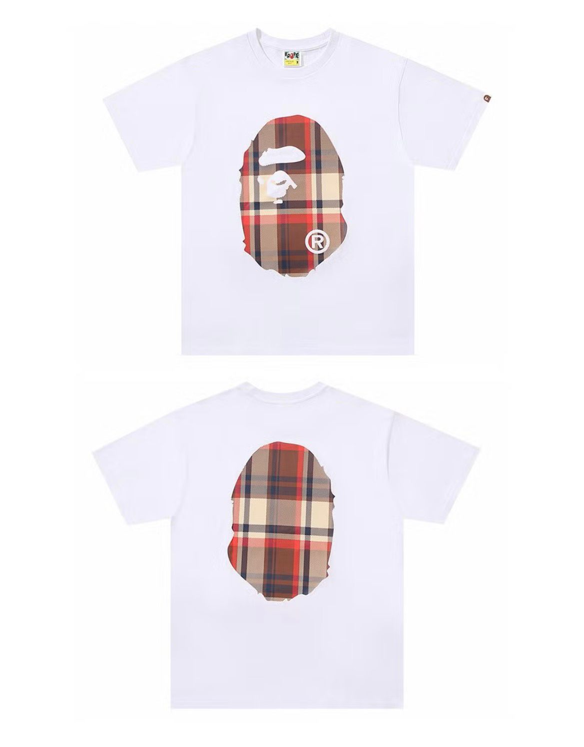 Bape Shirt Big Bape Logo Khakhi White Tee