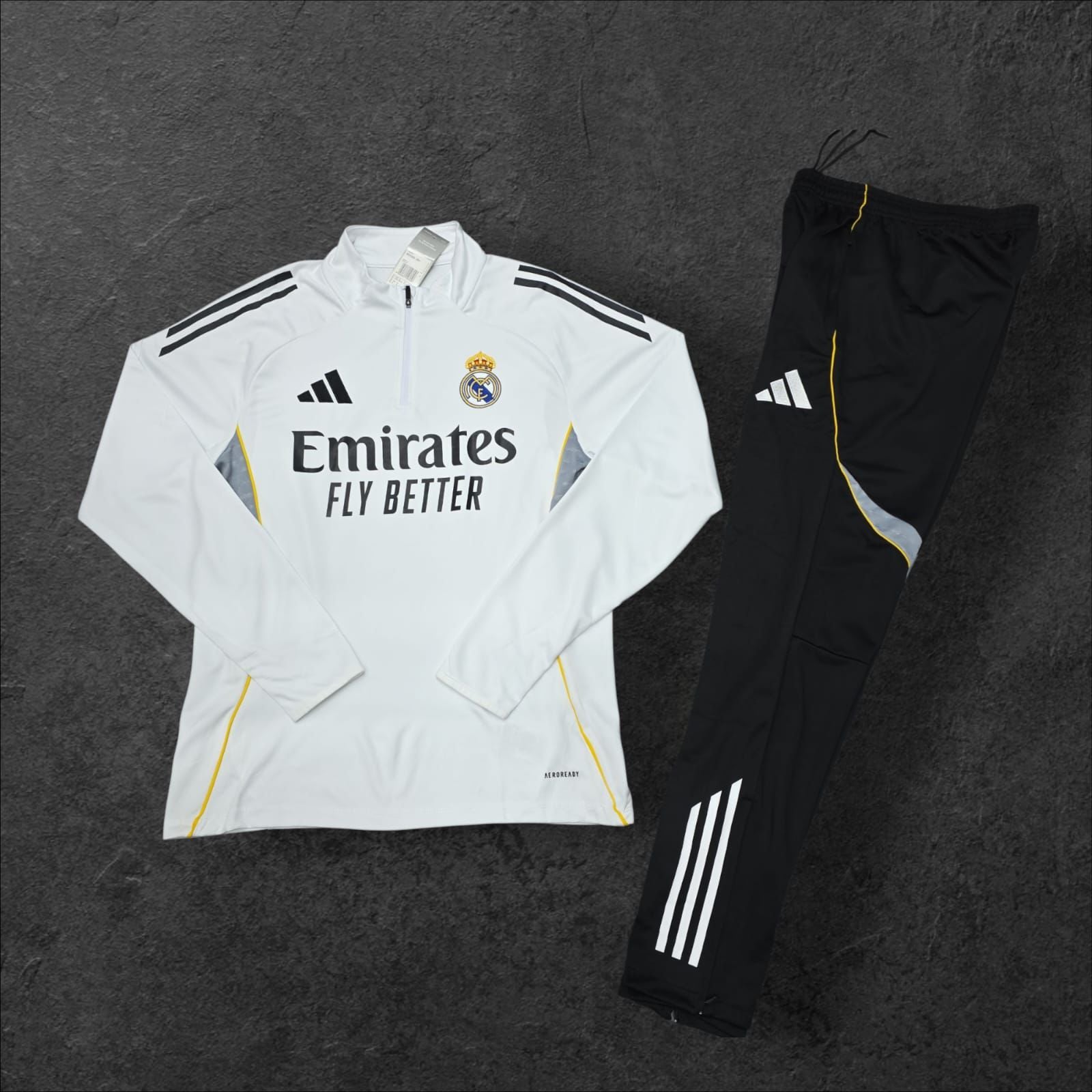2023/2024 Real Madrid White-Black Half-Pull Tracksuit